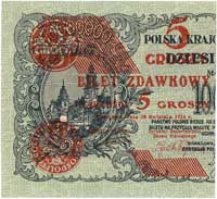 komplet banknotów 5 groszowych 28.04.1924, lewa i prawa połówka, Miłczak 43a, 43b, Lucow 699 i 700..