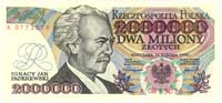 2 000.000 złotych 14.08.1992, seria A, banknot z błędem: \KONSTYTUCYJY, Miłczak 190a,"I,1