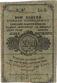 Dom Zleceń Rolników Nadwiślańskich Lubelsko-Sandomierskich, 1 złoty (15 kopiejek) 1863, Jabłoński ..