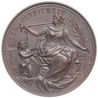 medal nagrodowy autorstwa W. Meyera ze Stuttgartu- wystawa w Poznaniu 1895, Aw: Siedząca postać ko..