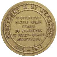 książę Zdzisław Lubomirski- prezydent Warszawy- medal autorstwa Cz. Makowskiego 1917, Aw: Popiersi..