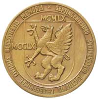 700-lecie Tczewa- medal autorstwa R. Massalskiego i W. Tołkina 1960, Aw: Panorama miasta i daty 12..