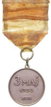 medal 3 Maj, nr 3070, srebro 30 mm, wstążka nieoryginalna, (szyta)