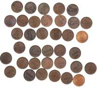kolekcja 61 monet (42 miedziane i 19 srebrnych) 