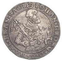 Jan Jerzy 1571- 1598, 1/4 talara 1578, Berlin, Aw: Półpostać i napis wokoło, Rw: Tarcza herbowa i ..