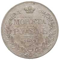 rubel 1832, Petersburg, Bitkin 159, minimalne niedobicie na awersie