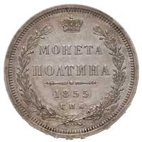 połtina 1855 Petersburg, Bitkin 271, ładny egzemplarz, patyna