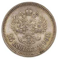 25 kopiejek 1896, Petersburg, Kazakow 43, Bitkin 96, ładny egzemplarz, patyna
