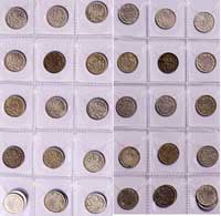 kolekcja 17 srebrnych monet 5 kopiejkowych od 1897 do 1915 roku