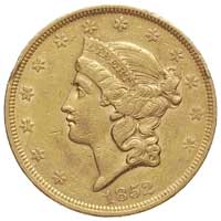 20 dolarów 1852, Filadelfia, Fr. 169, złoto 33.33 g