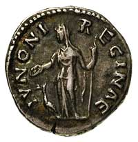 Faustyna Młodsza żona Marka Aureliusza, denar, Aw: Popiersie w prawo, Rw: Stojąca Junona (lub Faus..