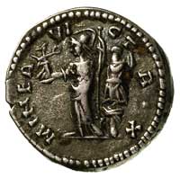 Karakalla 198-217, denar, Aw: Popiersie cesarza w prawo, Rw: Stojąca Minerwa, obok trofea wojenne,..