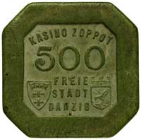 Sopot - Kasyno, zestaw żetonów o nominałach 5 (biskwit, średnica 33 mm, kolor szaro-brązowy), 100 ..