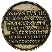 August III - żeton koronacyjny, Aw: Korona Króle