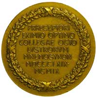 medal - ustąpienie S.Tarnowskiego z katedry Uniwersytetu Jagiellońskiego, autorstwa Konstantego La..
