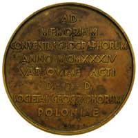 Kongres Geograficzny w Warszawie - medal autorstwa Hanny Nałkowskiej-Bickowej 1934 r, Aw: Popiersi..