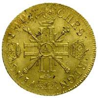 podwójny louis d’or 1702 / A Paryż, Aw: Głowa i napis wokoło, Rw: Krzyż równoramienny z koronami n..