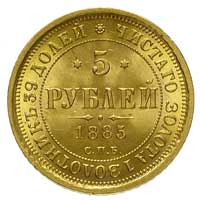 5 rubli 1885, Petersburg, Bitkin 8, Fr. 165, złoto 6.54 g, wyśmienicie zachowane