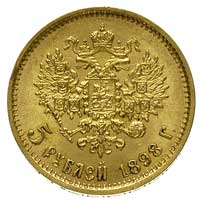 5 rubli 1898, litery AÉ na rancie, Petersburg, Bitkin 20, Kazakow 109, Fr. 180, złoto 4.30 g