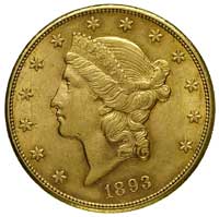 20 dolarów 1893 / CC, Carson City, Fr. 179, złot