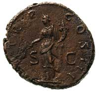 Hadrian 117-138, as, Aw: Popiersie w prawo, Rw: Stojąca Pax w lewo z gałązką oliwną i rogiem obfit..