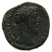 Marek Aureliusz 161-180, sestercja, Aw: Głowa w 