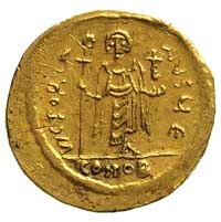 Fokas 602-610, solidus 603/607, Konstantynopol, oficyna E, Aw: Ukoronowane popiersie na wprost i n..