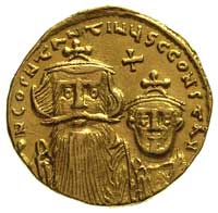 Konstans II 641-668, solidus 654/659, Konstantynopol, oficyna I, Aw: Ukoronowane popiersia Konstan..