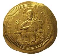 Konstantyn IX 1042-1055, histamenon nomisma, Konstantynopol, Aw: Chrystus na tronie na wprost i na..
