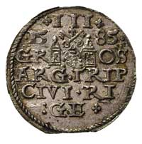 trojak 1585, Ryga, Gerbaszewski 68, moneta z końca blachy, ładne lustro mennicze