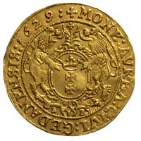 dukat 1629, Gdańsk, H-Cz. 1607 R1, T. 10, Fr. 10, Kaleniecki s. 193, złoto 3.46 g, ładnie zachowan..