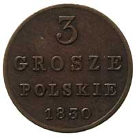 3 grosze polskie 1830, Warszawa, Plage 171, Bitkin 1038, patyna