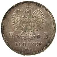 5 złotych 1928, Bruksela, Nike, Parchimowicz 114 b, bardzo ładny egzemplarz, patyna