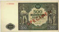500 złotych 15.01.1946, SPECIMEN, seria A 0000000, Miłczak 121a, rzadkie