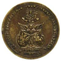 medal patriotyczno-religijny wybity w 1861 r. na pamiątkę Unii w Horodle, Aw: Postacie Jadwigi i J..