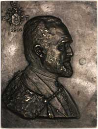 Zdzisław hrabia Tarnowski, plakieta sygnowana Kazimierz Chudziński Wiedeń 1916, mosiądz 173 x 131 mm