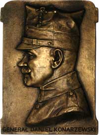 gen. Daniel Konarzewski, plakieta sygnowana Kazimierz Chudziński Lwów 1919, mosiądz 180 x 130 mm, ..