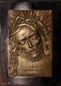 Głowa Chrystusa, plakieta mennicy warszawskiej sygnowana J. AUMILLER, 1926, brąz 200,8x130,8 mm, o..