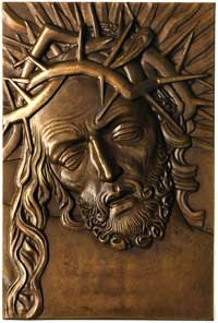 Głowa Chrystusa, plakieta mennicy warszawskiej sygnowana monogramem Ja (Józef Aumiller), 1926, brą..