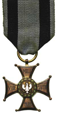 Krzyż Srebrny Orderu Virtuti Militari, V klasa, wtórnik, miedź, zawieszenie - uszko płaskie wygięt..