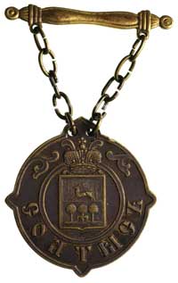 Królestwo Polskie, odznaka sołtysa guberni lubelskiej, 2 połowa XIX wieku, mosiądz, patyna