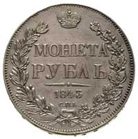 rubel 1843, Petersburg, odmiana z małym orderem świętego Andrzeja, na rewersie z lewej 8 pęków liś..
