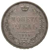 rubel 1854, Petersburg, na awersie z lewej 7 pęków liści, Bitkin 234, ładny