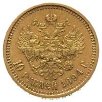 10 rubli 1894, Petersburg, Bitkin 23, Fr. 167, złoto 12.89 g, nieznaczne przytarcie awersu, ładna ..