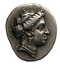Eubea - Chalkis, 340-294 pne, drachma, Aw: Głowa Hery w prawo, Rw: Orzeł rozrywający szponami i dz..