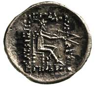 Mitradates II 123-88 pne, drachma, Aw: Popiersie króla w diademie w lewo, Rw: Król z łukiem siedzą..