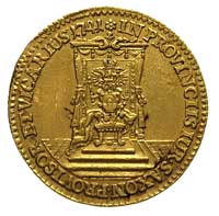 dukat wikariacki 1741, Drezno, Aw: Król na koniu, Rw: Tron, Merseb. 1696, Fr. 2865, złoto 3.48 g, ..