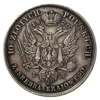 10 złotych 1820, Warszawa, Plage 23, Bitkin 819 R, czyszczone tło monety, ciemna patyna