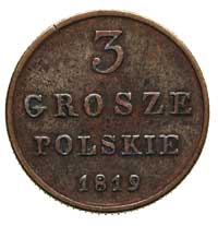 3 grosze 1819, Warszawa, Plage 156, Bitkin 873 R, rzadszy rocznik