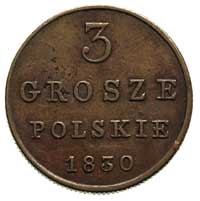 3 grosze 1830, Warszawa, odmiana z literami F - H, Plage 171, Bitkin 1038, patyna